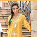 DESIGNER YELLOW WESTERN TOP KURTI TYPE T-SHIRT